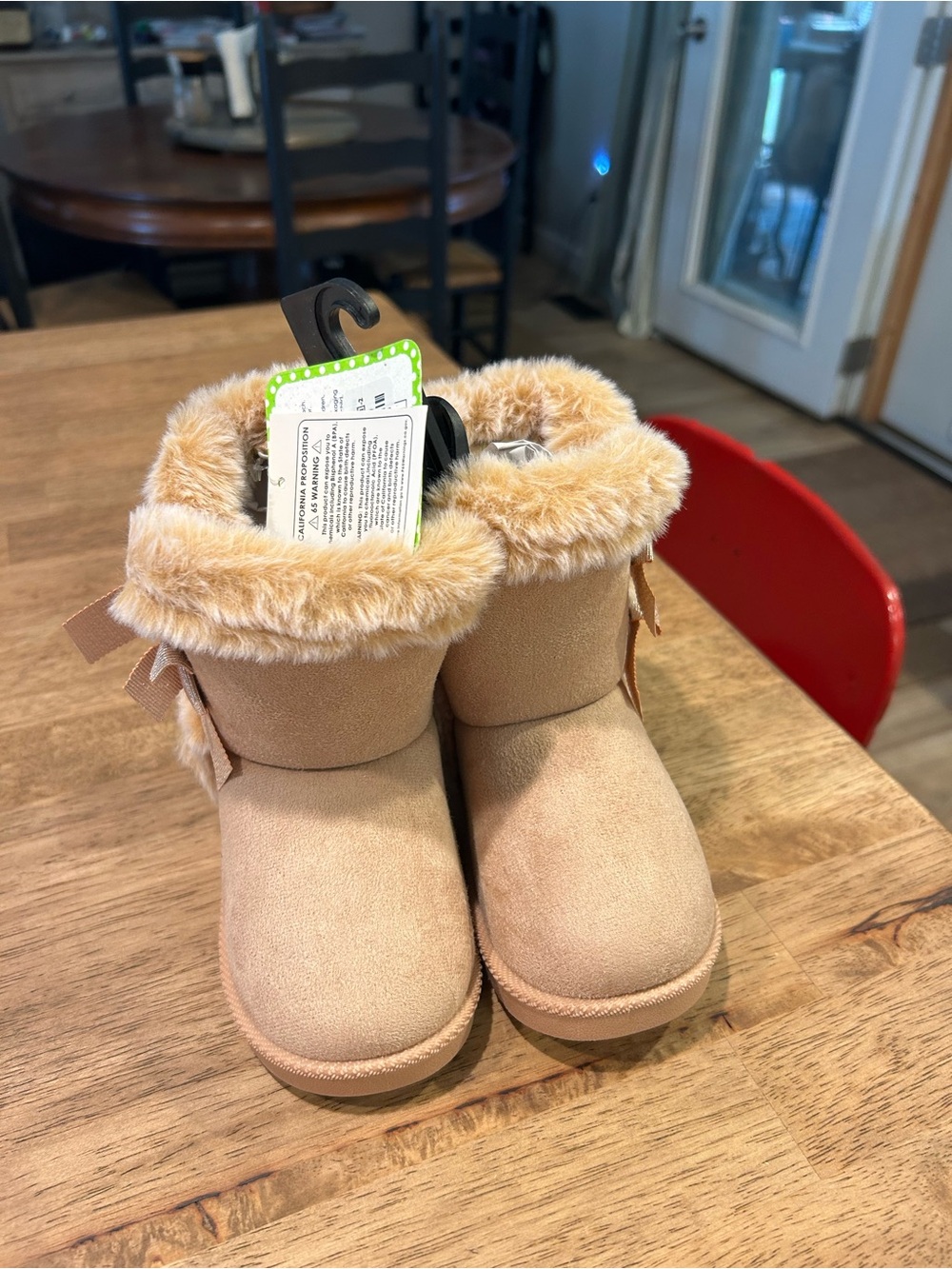 Stepping Stones Kids Faux Fur Lined Winter Boots - Tan